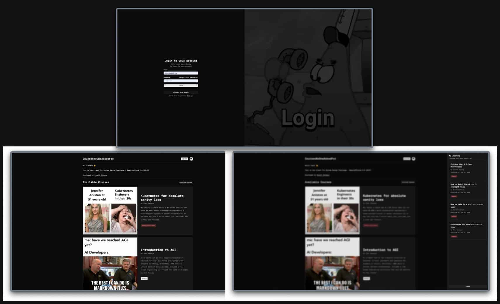 Developed Frontend